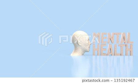 Mental Health Awareness Concept with Human Mind and Wellbeing Focus 3d render. Mental Health Awareness Concept with Human Mind and Wellbeing Focus 3d render. 135192467