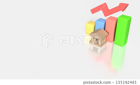 Financial Growth Concept with Colorful Bar Chart and Upward Arrow 3d render. 135192481
