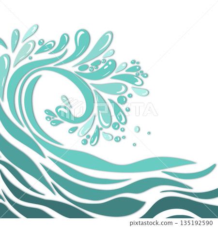 Blue river ocean wave layer background. hand drawn. Not AI, Vector illustration Blue river ocean wave layer background. hand drawn. Not AI, Vector illustration 135192590