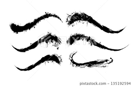 Black brush stroke set. ink black abstract paint stroke background. hand drawing. Not AI, Vector illustration. 135192594