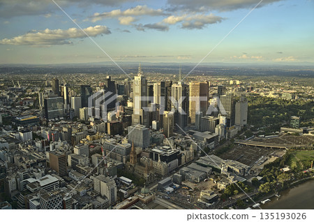 The skyline of Melbourne photographed from the skydeck The skyline of Melbourne photographed from the skydeck 135193026