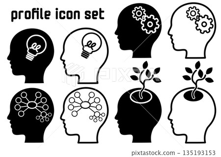 A simple black and white profile icon set useful for business content creation A simple black and white profile icon set useful for business content creation 135193153