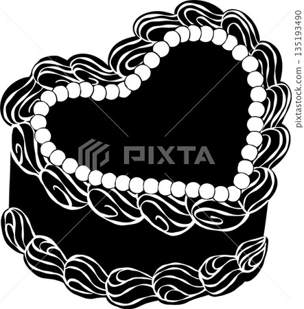 Vintage heart cake pearls black and white Vintage heart cake pearls black and white 135193490