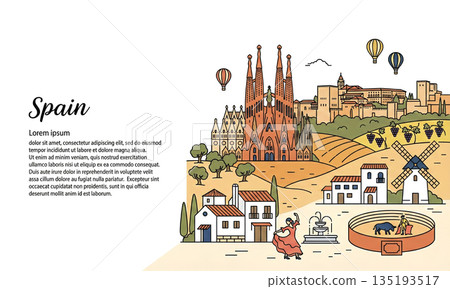 插圖素材：西班牙風景圖片 135193517