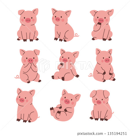 Adorable pigs. Fantasy farm animal vector illustration for kids, nursery art and childrens books Adorable pigs. Fantasy farm animal vector illustration for kids, nursery art and childrens books 135194251
