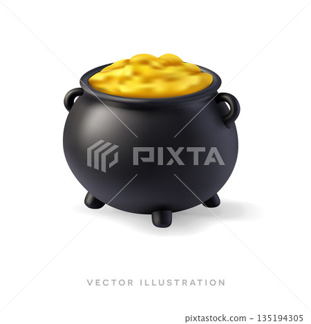 3d pot of gold with coins. Casino jackpot render. Treasure bonus slot symbol, gambling fortune. St. Patricks day illustration 3d pot of gold with coins. Casino jackpot render. Treasure bonus slot symbol, gambling fortune. St. Patricks day illustration 135194305