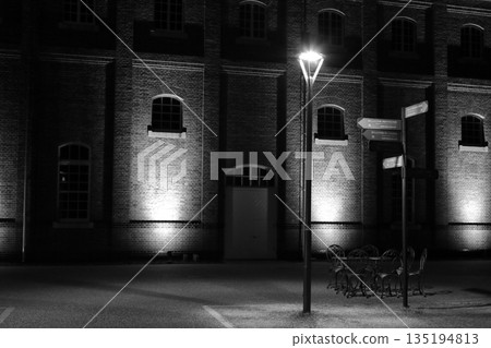 Light-up red brick warehouse Light-up red brick warehouse 135194813
