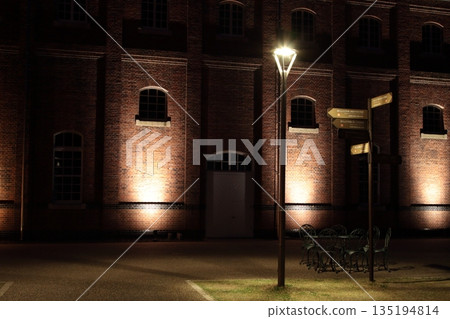 Light-up red brick warehouse 135194814