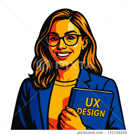 female UX designer vector illustration female UX designer vector illustration 135194856