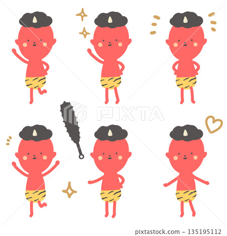 站立的紅色惡魔擺出各種姿勢 站立的紅色惡魔擺出各種姿勢 135195112