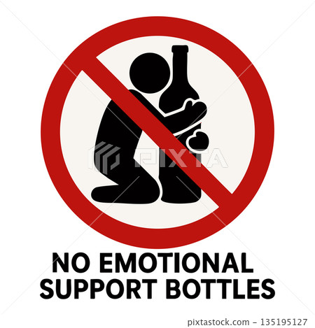 sign banning emotional support bottles vector 135195127