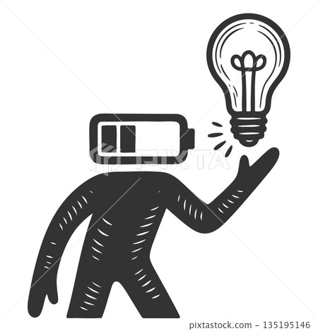 Low energy person getting creative idea concept Low energy person getting creative idea concept 135195146