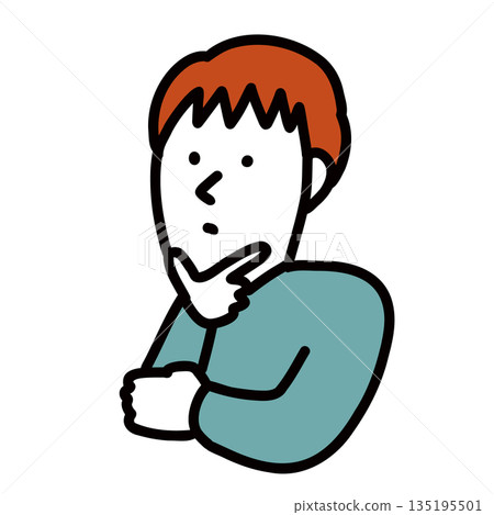 Male avatar in thinking pose 135195501