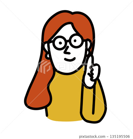 A woman with glasses making a like pose - Illustration avatar 135195506