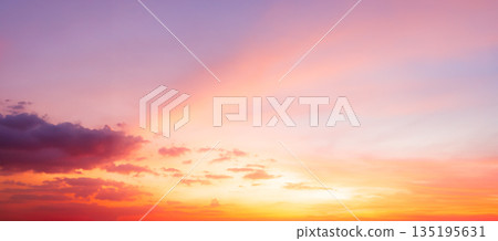Gradient Overlay Orange Sky Evening Sunset Sunrise Pastel Soft Effect Background Pattern Abstract Texture Design Summer Nature Spring Light Beauty Template  Yellow Color Wallpaper Tropical Colorful. 135195631