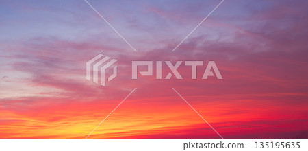 Gradient Overlay Orange Sky Evening Sunset Sunrise Pastel Soft Effect Background Pattern Abstract Texture Design Summer Nature Spring Light Beauty Template  Yellow Color Wallpaper Tropical Colorful. 135195635