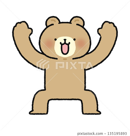 A bear with arms outstretched in a cheer A bear with arms outstretched in a cheer 135195893