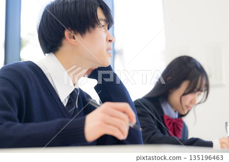 High school boy struggling with studying for exams and learning: He can't understand classes or tests at all... 135196463