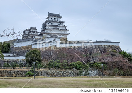 the himeji white castle is famous and beautiful in japan 135196606