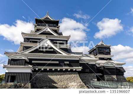 The Famous and beautiful landscape vintage building of Kumamoto Castle in Northern Kyushu, Japan. 135196607
