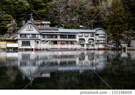 The Kinrinko Lake is small lake and famous Landmark in Yufuin,Oita,Japan The Kinrinko Lake is small lake and famous Landmark in Yufuin,Oita,Japan 135196609