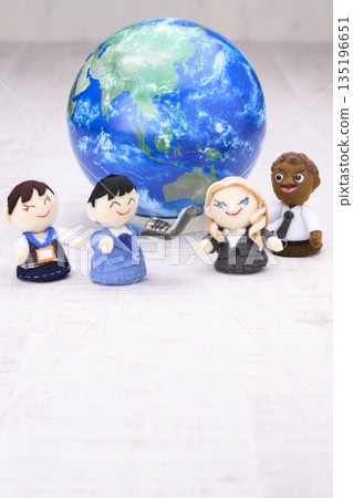 Image of international trade with businessman figures and a globe Image of international trade with businessman figures and a globe 135196651