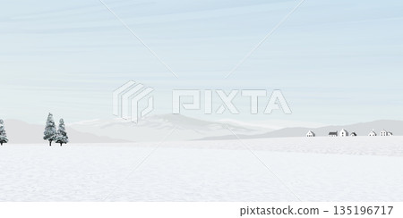Minimalist winter landscape with small town graphic illustration. Merry Christmas and Happy New Year greeting card template have blank space. Minimalist winter landscape with small town graphic illustration. Merry Christmas and Happy New Year greeting card template have blank space. 135196717
