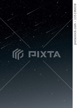 Night sky with falling meteorites and a lot of stars vertical background graphic illustration. Shooting stars and stardust in the universe. 135196838