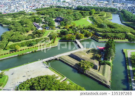 函館市，函館五稜郭，從函館五稜郭塔展望台眺望，十月初 135197263