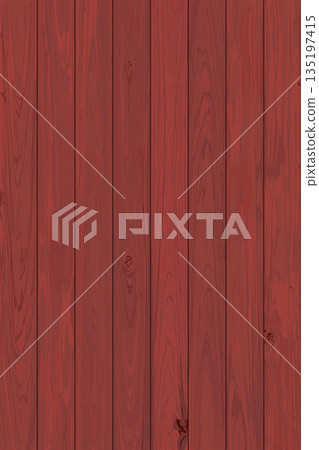 Cut timber panels red color distressed weathered graphic illustrated vertical background. Wooden texture pattern. 135197415