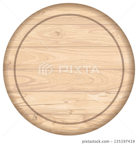 Blank circle wooden plank isolated graphic illustrated. Wooden whitewashed texture pattern nameplate. 135197419