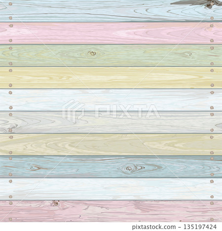 Mixed used cut timber panels pastel painted fade condition square background graphic illustrated. Wooden texture pattern tropical style. 135197424