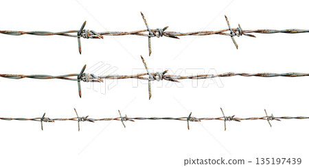 Old barb wire with iron rust isolated three size graphic illustrated. Old barb wire with iron rust isolated three size graphic illustrated. 135197439