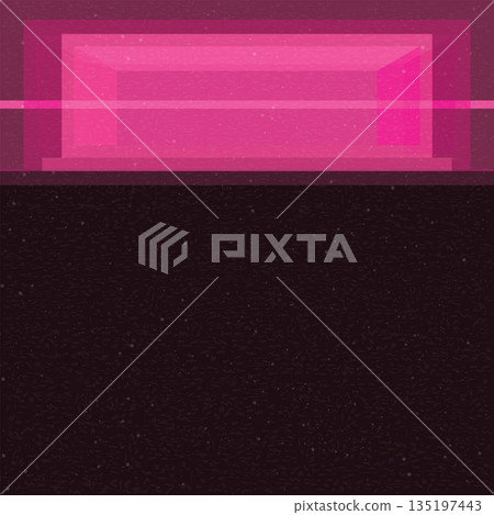 Shocking pink geometric abstract shapes illustrations with risograph effect. Vivid retro square card template with blank space for social media, flyers, decor and promotional products. 135197443