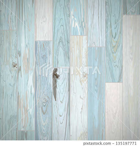 Mixed cut timber panels turquoise blue colores distressed weathered graphic illustration square background. Wooden texture pattern tropical style. 135197771