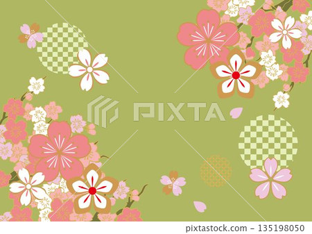 Beautiful pink cherry blossom background illustration - Matcha 135198050