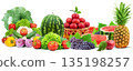 Fresh fruit assortment white background 135198257