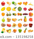 Fresh fruit assortment white background 135198258