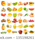 Fresh fruit assortment white background 135198261