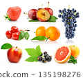 Fresh fruit assortment white background 135198276
