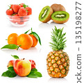 Fresh fruit assortment white background 135198277