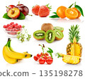 Fresh fruit assortment white background 135198278