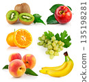 Fresh fruit assortment white background 135198281
