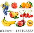 Fresh fruit assortment white background 135198282