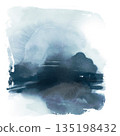 Moody Blue Watercolor Landscape Wash 135198432