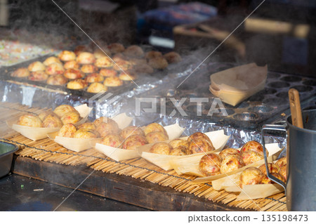 takoyaki on a street stall takoyaki on a street stall 135198473