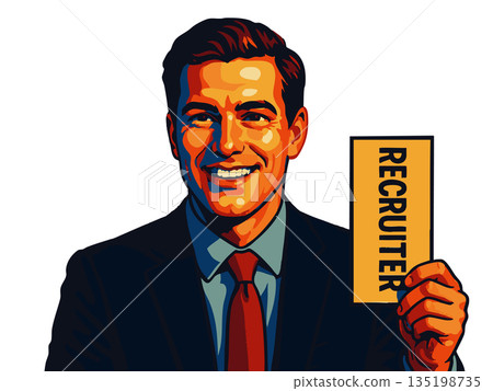 Smiling male recruiter raster illustration Smiling male recruiter raster illustration 135198735