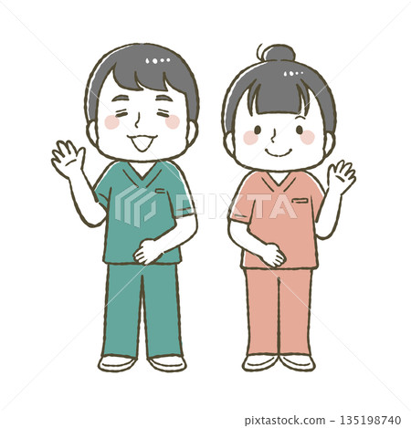 針灸診所插圖,圖中有兩人(一男一女) 針灸診所插圖,圖中有兩人(一男一女) 135198740