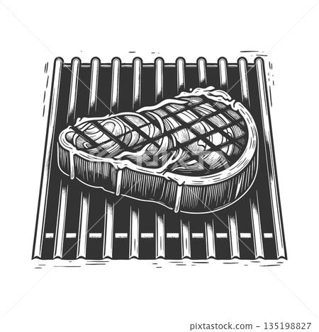 steak illustration on barbecue grill raster steak illustration on barbecue grill raster 135198827