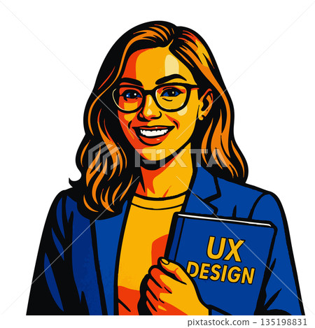 female UX designer raster illustration female UX designer raster illustration 135198831
